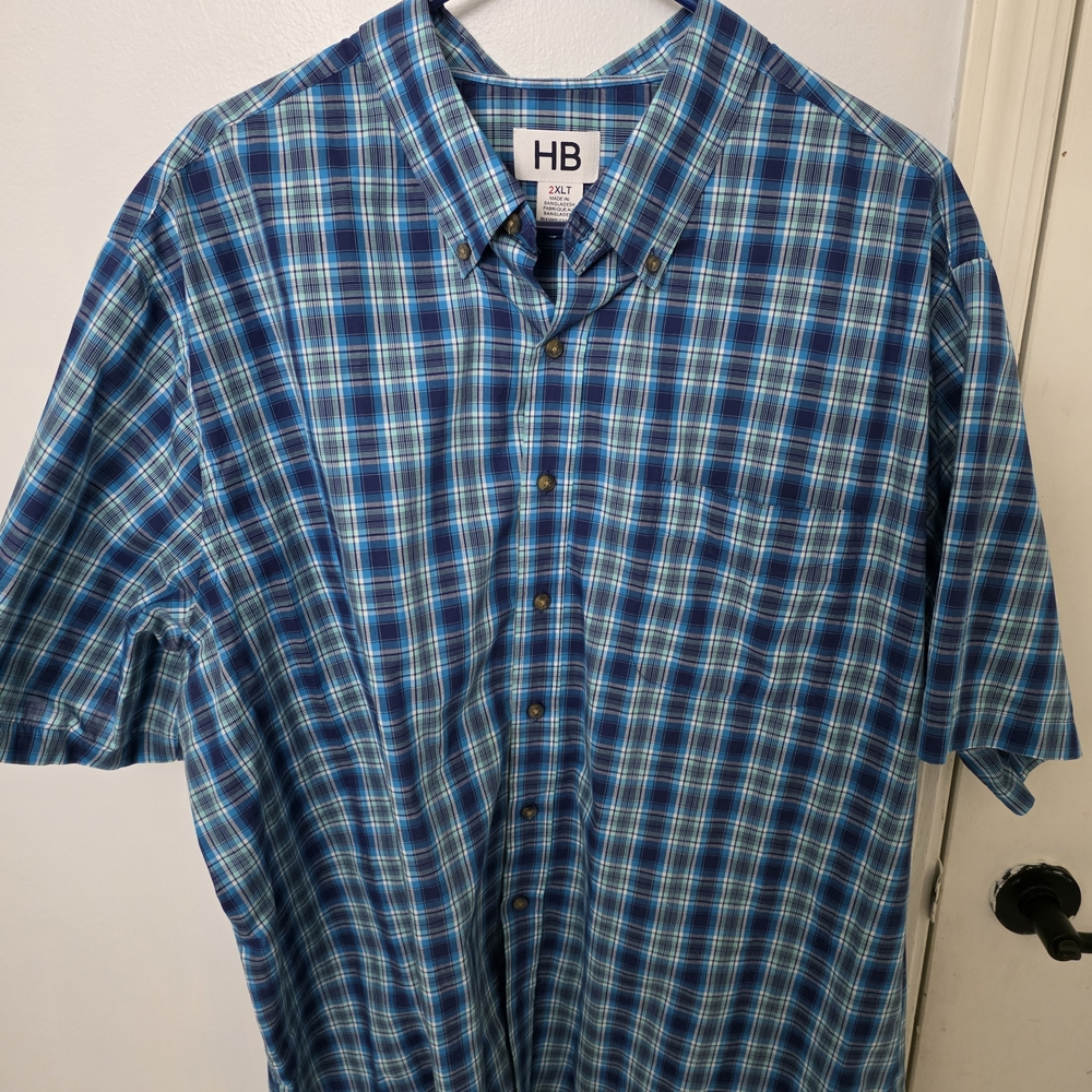 DXL HB Blue Plaid Men's Shirt
